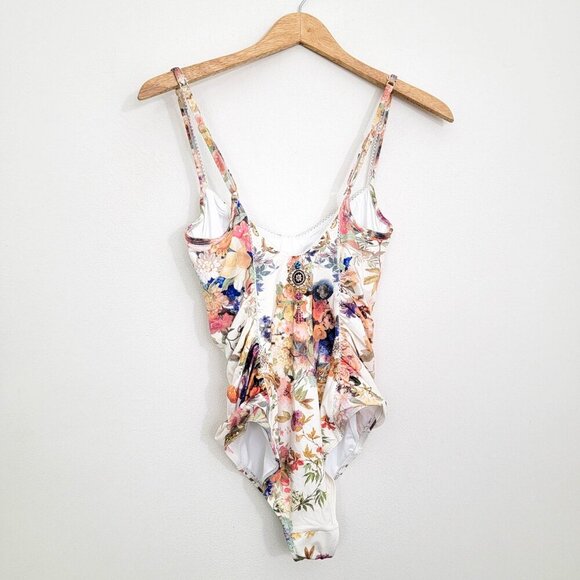 Camilla Rouched Side Onepiece Swimsuit in Friends with Frescos Small - Picture 7 of 12